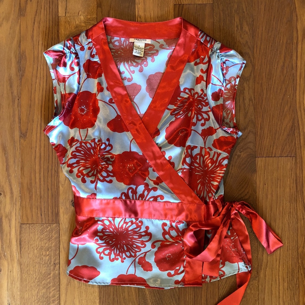 Satin kimono wrap top